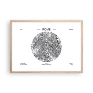 Poster în ramă de stejar deschis - Anatomia Romei - 70x50 cm