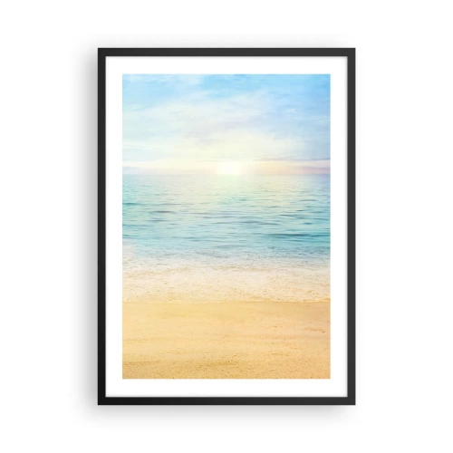 Poster în ramă neagră - Vedere liniștită a plajei și a mării la răsăritul soarelui - 50x70cm - Marele albastru - Decorațiune modernă pentru perete pentru living și dormitor ARTTOR