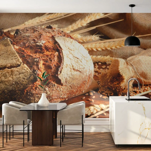 Tapet Premium Sand - Apetisantă, parfumată, crocantă - Pâine, Boabe de grâu, Gastronomie - 200x140 cm