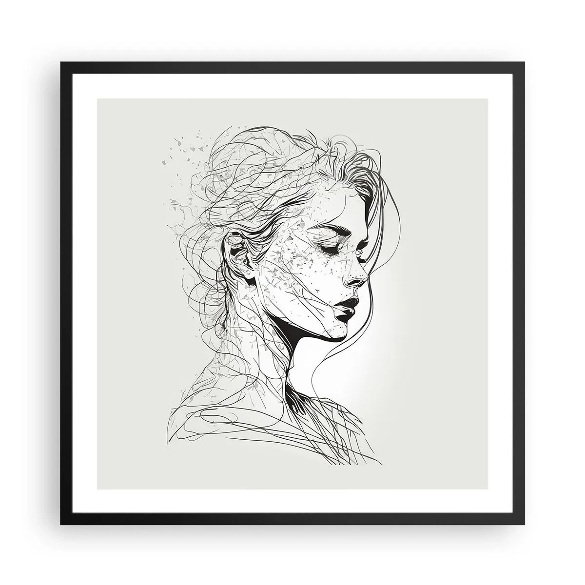 Poster în ramă neagră - Desenată cu linii - 60x60 cm