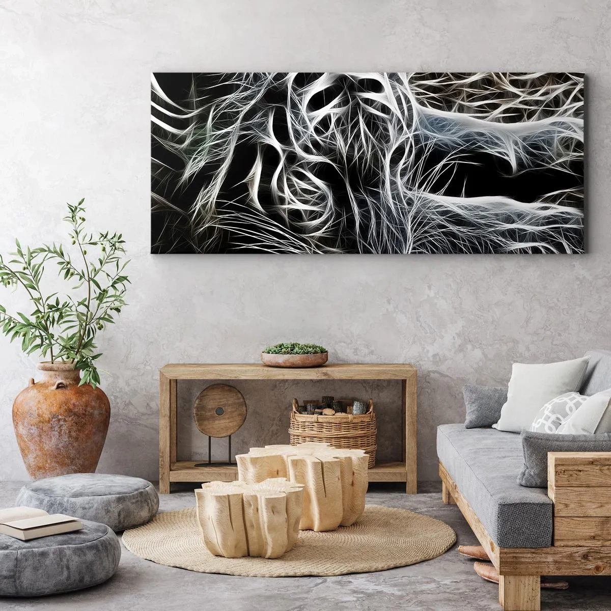 Tablou pe pânză - Un studiu al lejerității felinelor - 160x50 cm
