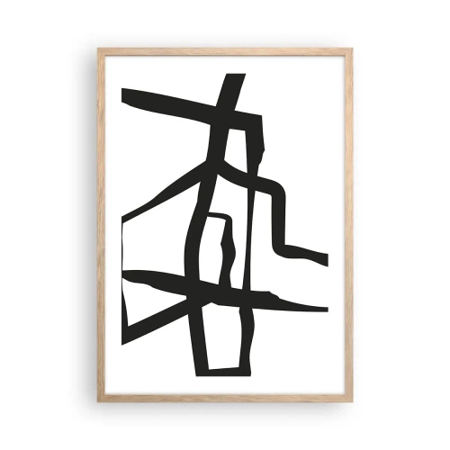 Poster în ramă de stejar deschis - Construcție în alb și negru - 50x70 cm