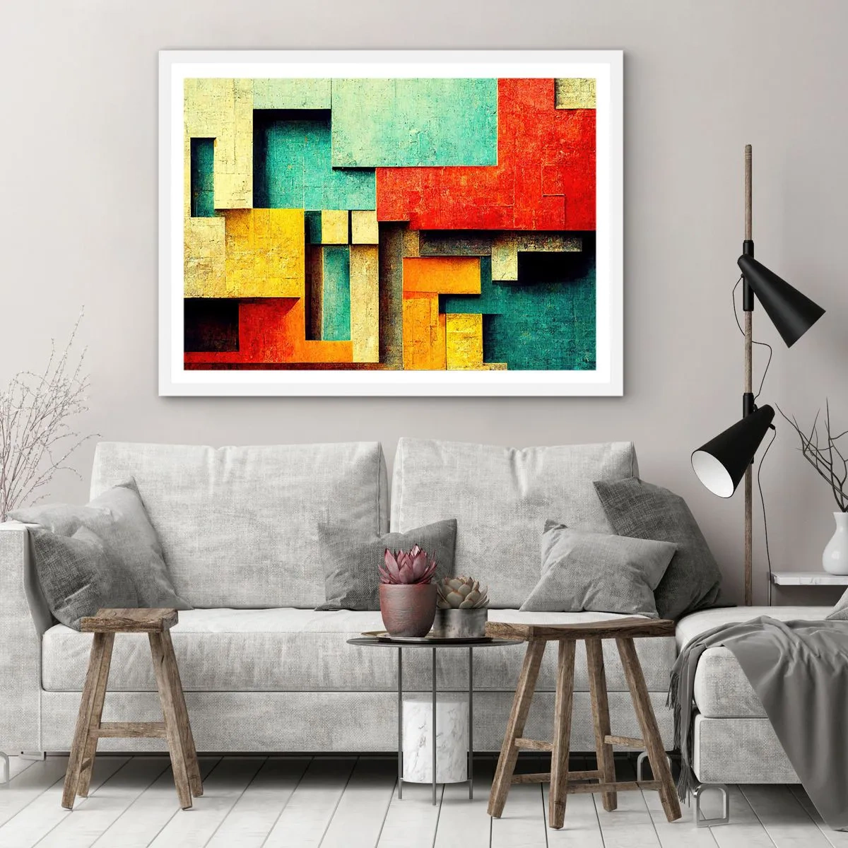 Poster în ramă albă - Festival de unghiuri drepte - 50x40 cm