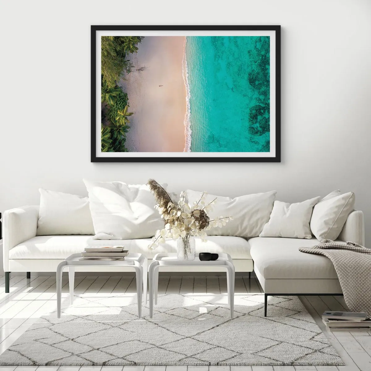 Poster în ramă neagră - Plaja din paradis - 70x50 cm
