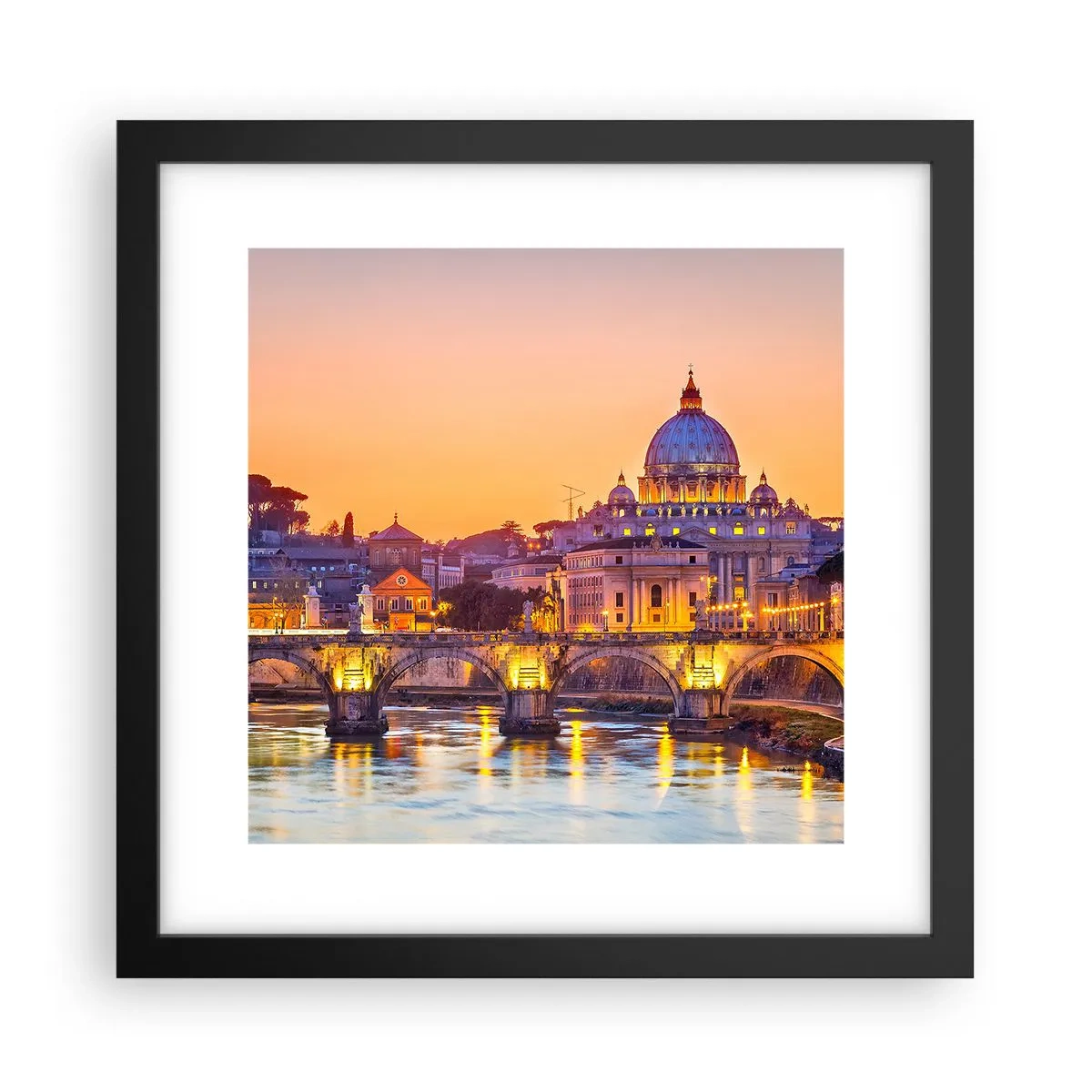 Poster în ramă neagră - Amurg deasupra Orașului Etern - 30x30 cm
