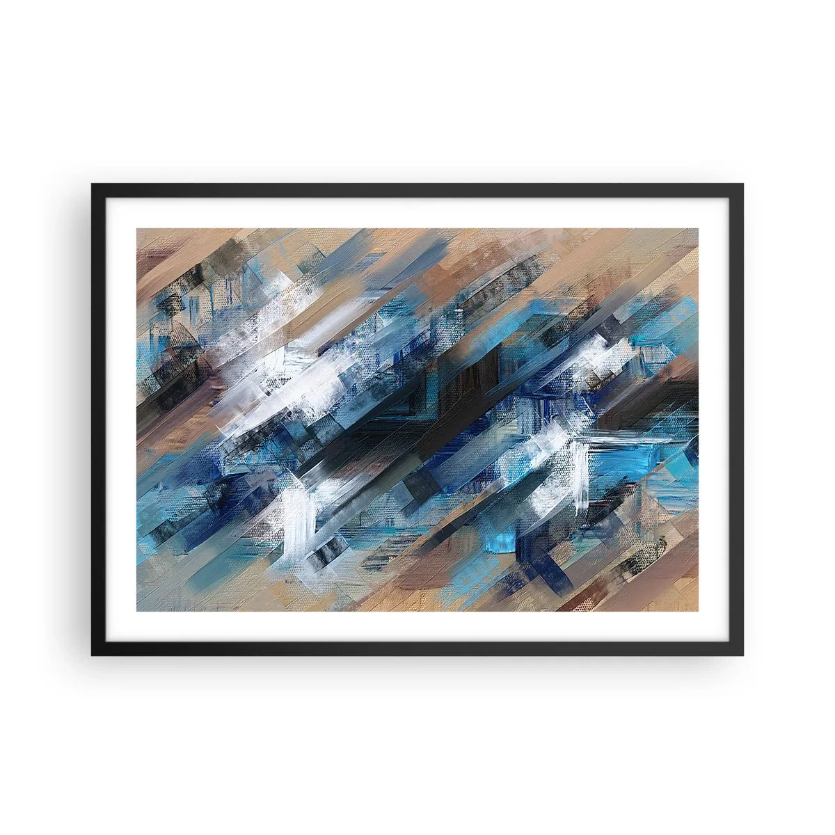 Poster în ramă neagră - Pe o pantă albastră - 70x50 cm