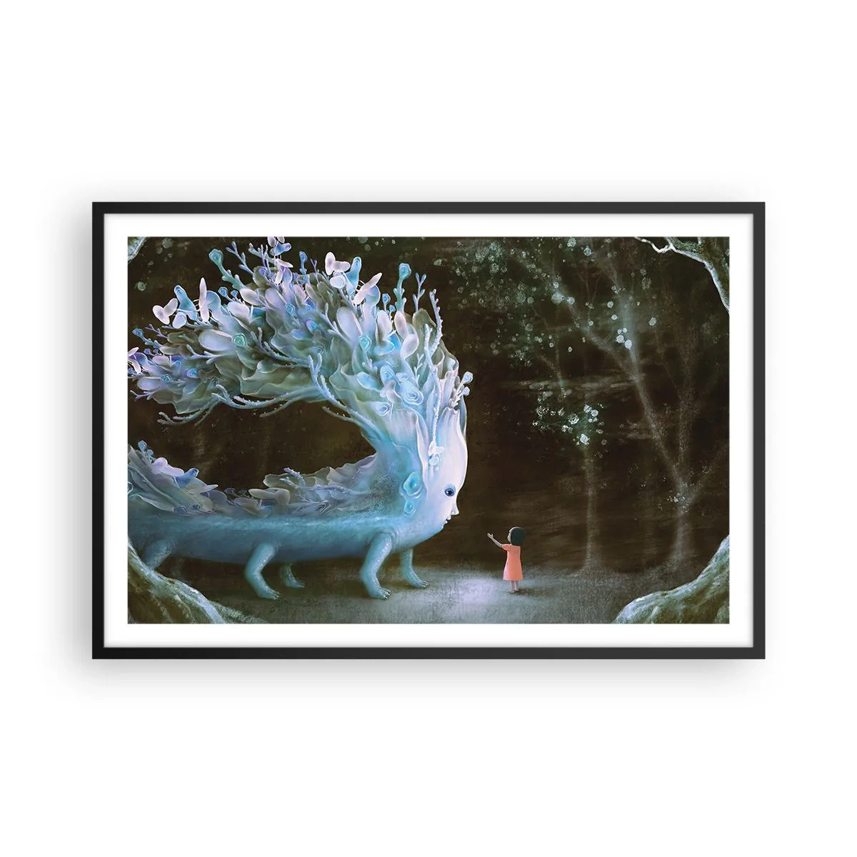 Poster în ramă neagră - Întâlnire fantastică - 91x61 cm