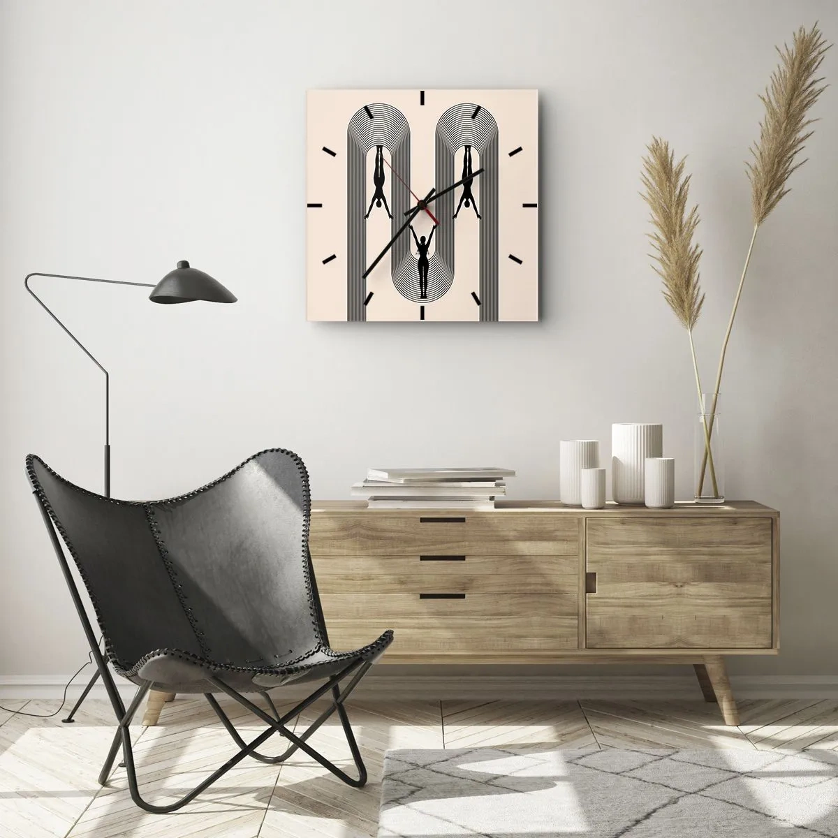 Ceas de perete - Ceas pe sticlă - Cu susul în jos - 30x30 cm