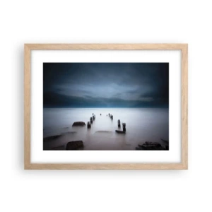 Poster în ramă de stejar deschis - Un lac în ceața calmă - 40x30 cm
