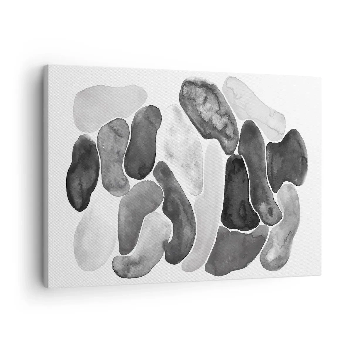 Tablou pe pânză Canvas - Abstracție alb-negru cu pete neregulate pe fundal alb - 70x50cm - Abstracție pietroasă - Decorațiune modernă pentru perete pentru living și dormitor ARTTOR