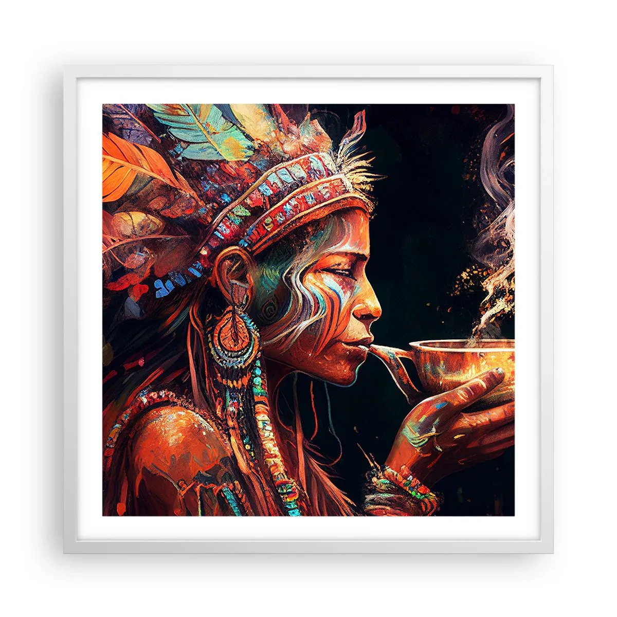 Poster în ramă albă - Ritual magic - 60x60 cm