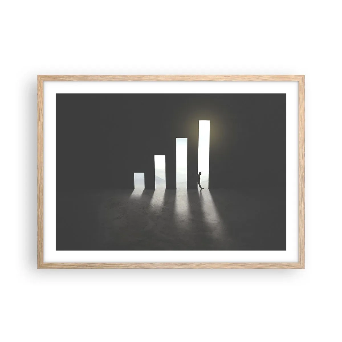 Poster în ramă de stejar deschis - Succesul - o impresie - 70x50 cm