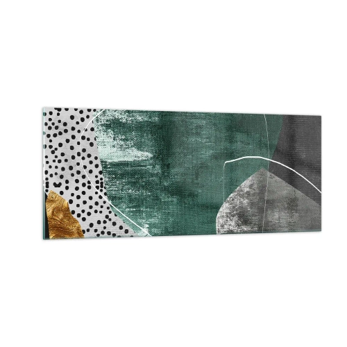 Tablou pe sticlă - Abstracție colorată cu fulgi de aur - 100x40 cm