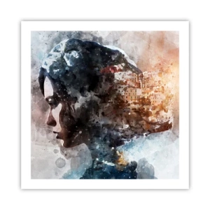 Poster - Povestea unei fete cu un oraș în fundal - 60x60 cm