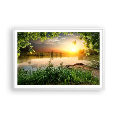 Poster în ramă albă - Peisaj într-un cadru verde - 91x61 cm