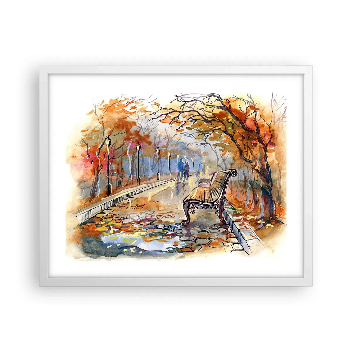Poster în ramă albă - Pășim împreună în toamnă - 50x40 cm