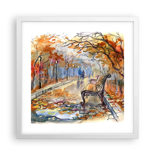 Poster în ramă albă - Pășim împreună în toamnă - 40x40 cm