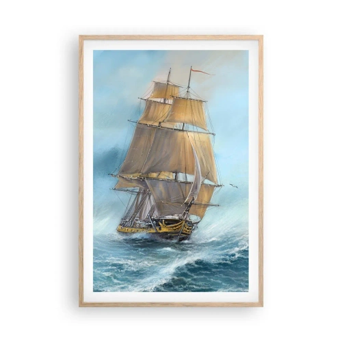 Poster în ramă de stejar deschis - Rulează pe valuri - 61x91 cm