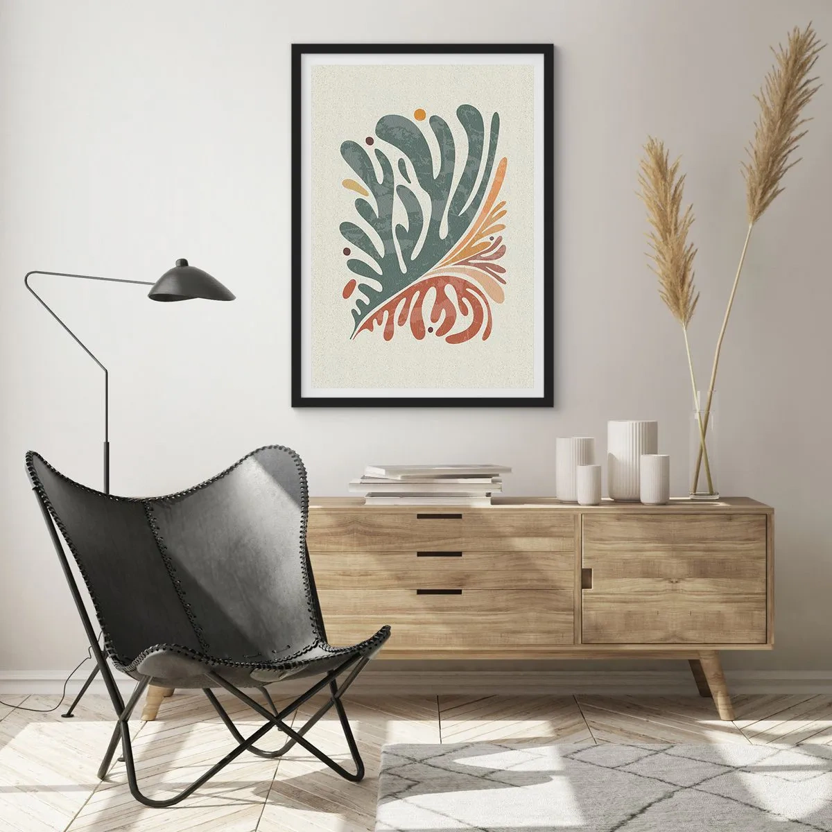 Poster în ramă neagră - Frunză multicoloră - 61x91 cm