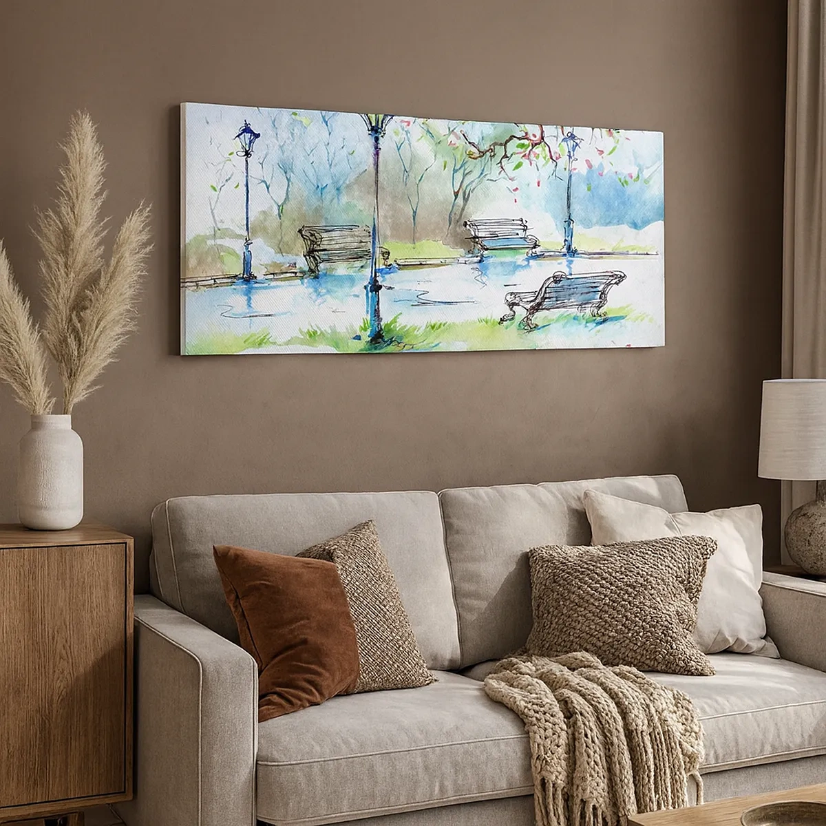 Tablou pe pânză - Magia liniștii din parc - 30x30 cm