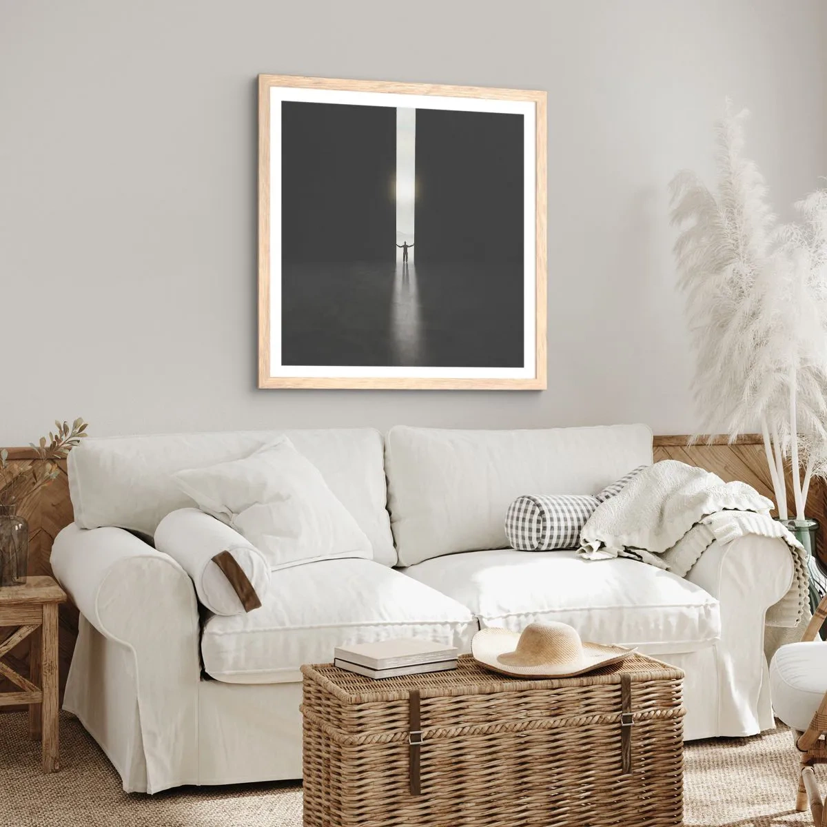 Poster în ramă de stejar deschis - Un pas spre un viitor luminos - 50x50 cm