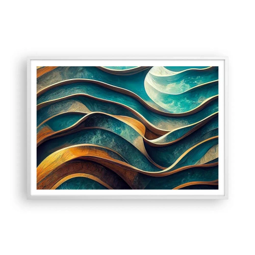 Poster în ramă albă - Meandre de albastru - 100x70 cm
