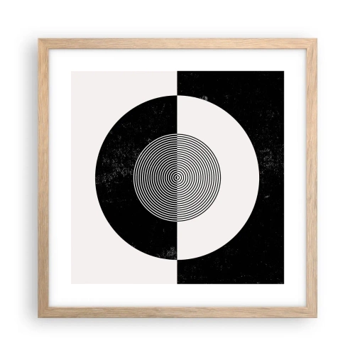 Poster în ramă de stejar deschis - Armonie în alb și negru - 40x40 cm