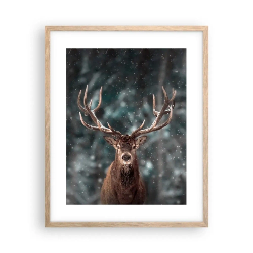 Poster în ramă de stejar deschis - Regele pădurii a fost încoronat - 40x50 cm