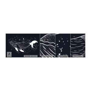 Mostră tapet Premium Sand - În oceanul universului - Abstracția, Balenă, alb-negru - 100x30 cm