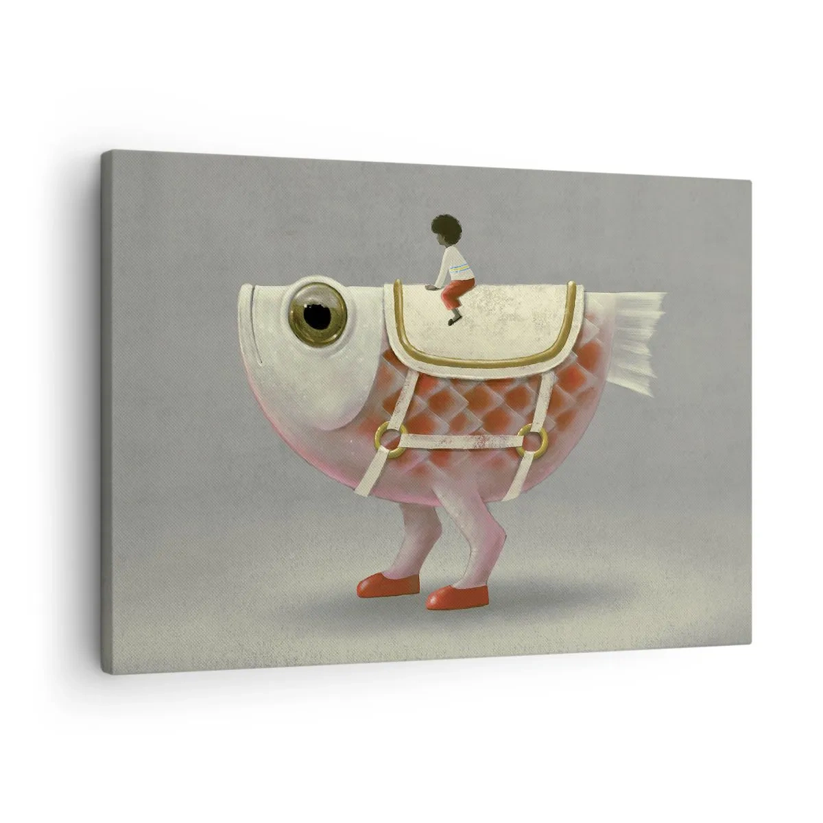 Tablou pe pânză Canvas - Un călăreț de pește elegant cu picioare și o șa - 70x50cm - Călărețul Pescărel - Decorațiune modernă pentru perete pentru living și dormitor ARTTOR