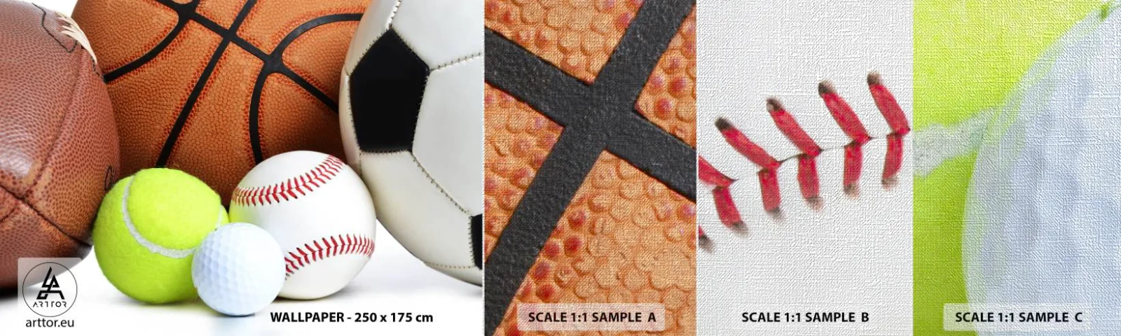 Mostră tapet Premium Canvas - Ne leagă mingea! - Sport, Fotbal, Minge de baschet - 100x30 cm