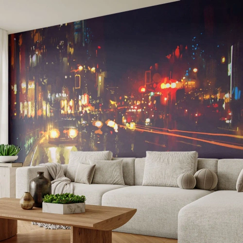 Tapet Premium Canvas - Scufundat în lumina nopții - Oraș, Arhitectură, Viața de noapte - 200x140 cm