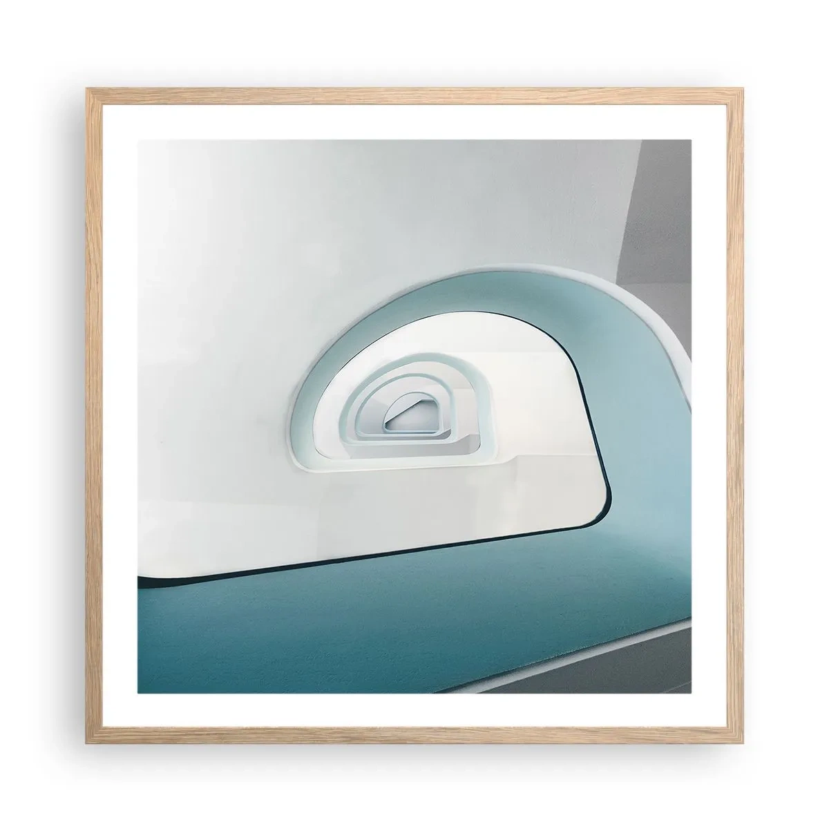 Poster în ramă de stejar deschis - Până la fundul albastrului - 60x60 cm