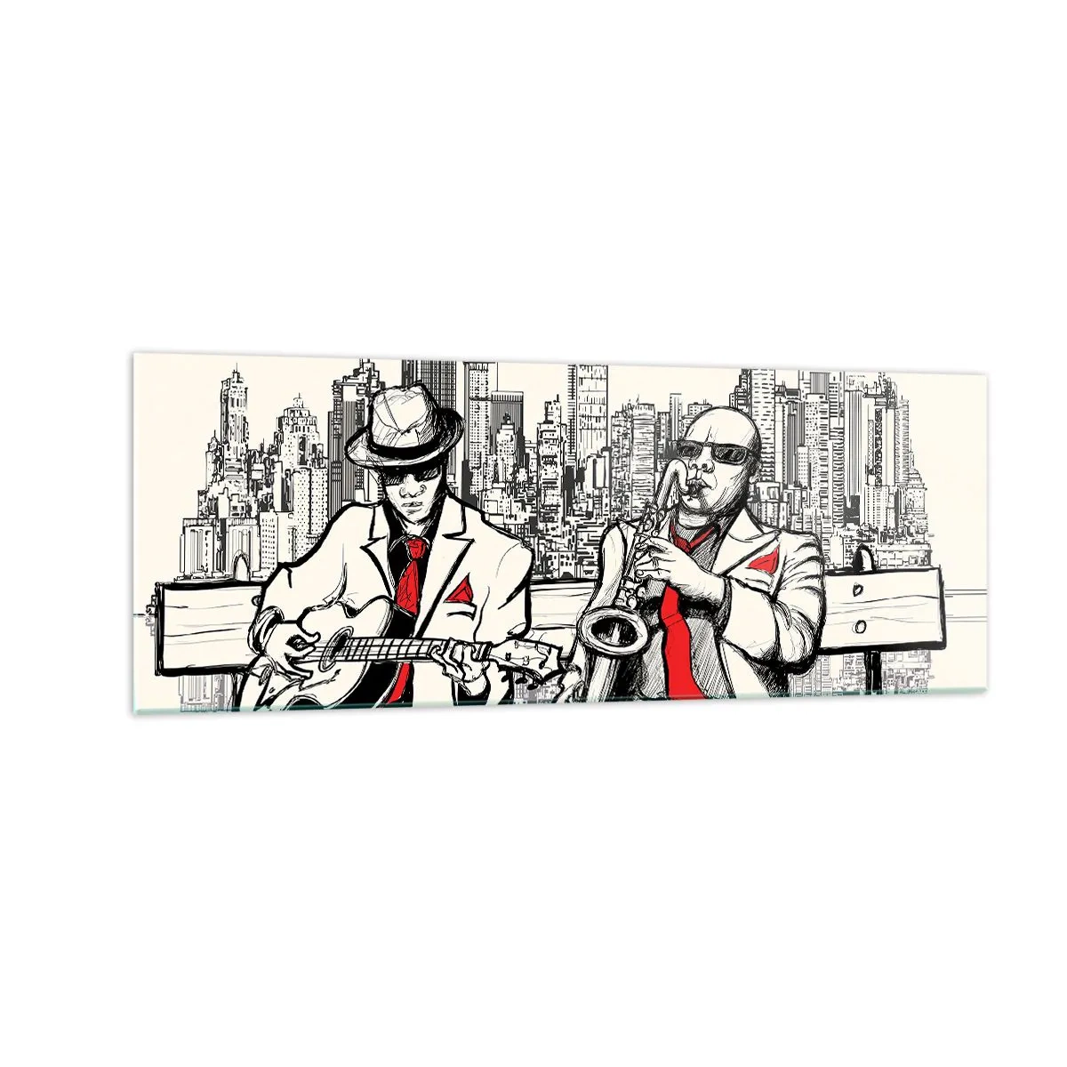 Tablou pe sticlă - Improvizație la New York - 140x50 cm