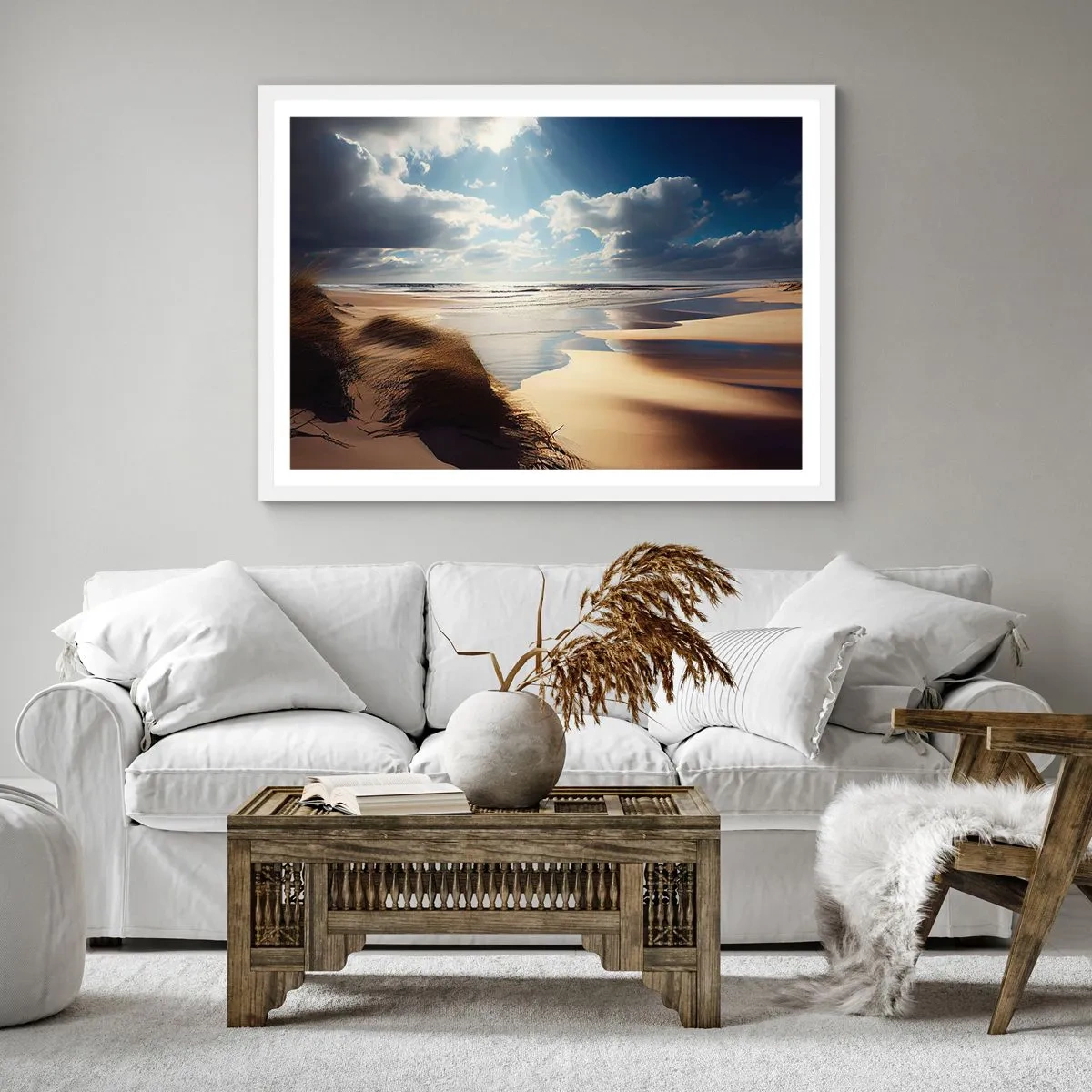 Poster în ramă albă - Plajă sălbatică - 40x40 cm