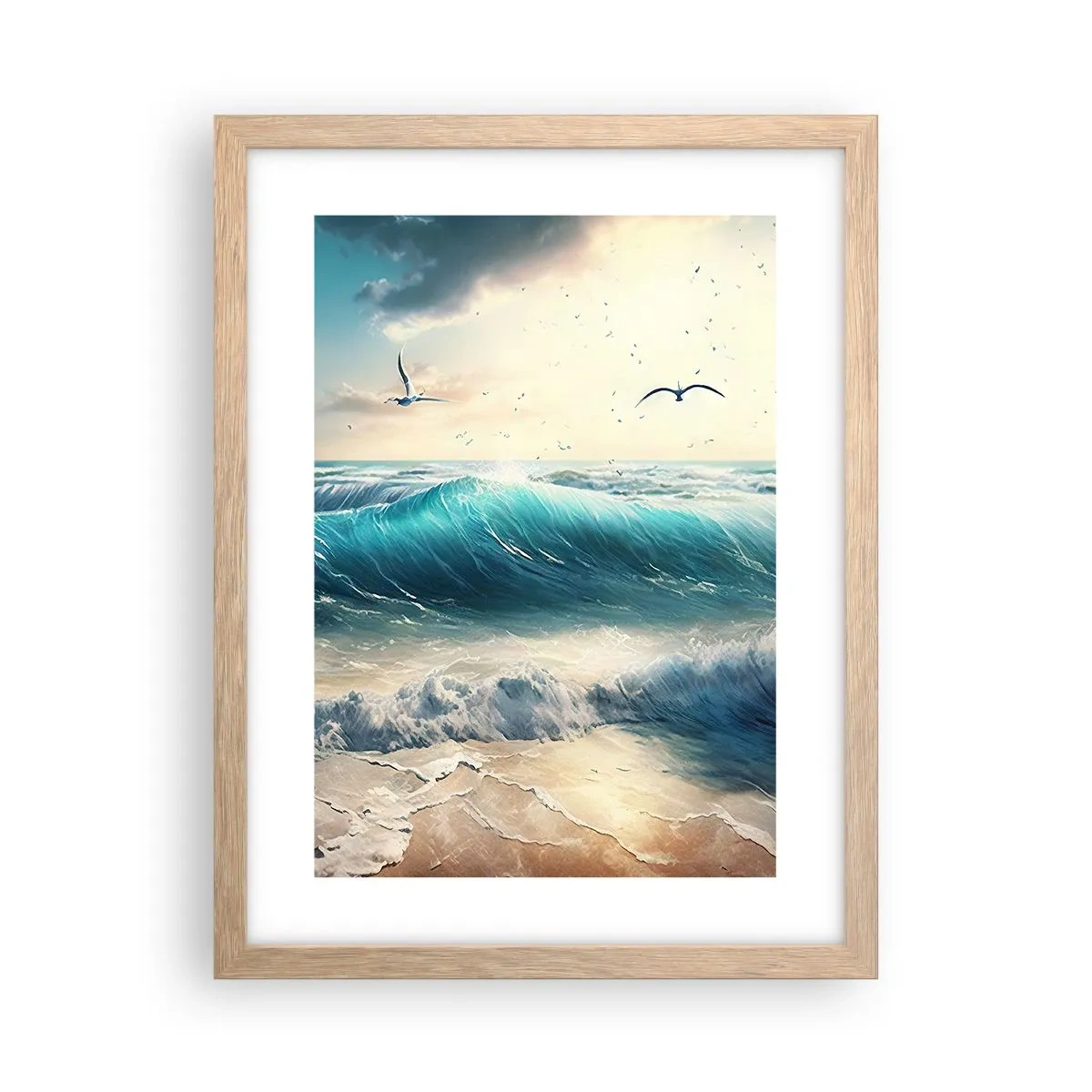 Poster în ramă de stejar deschis - Sunetul valurilor doar pentru tine - 30x40 cm