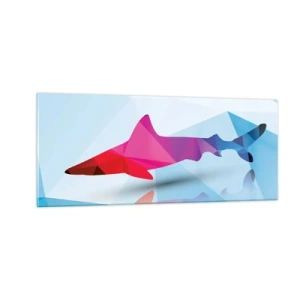 Tablou pe sticlă - Un rechin într-un spațiu cristalin - 100x40 cm