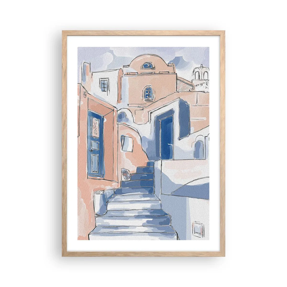 Poster în ramă de stejar deschis - Oraș exotic - 50x70 cm