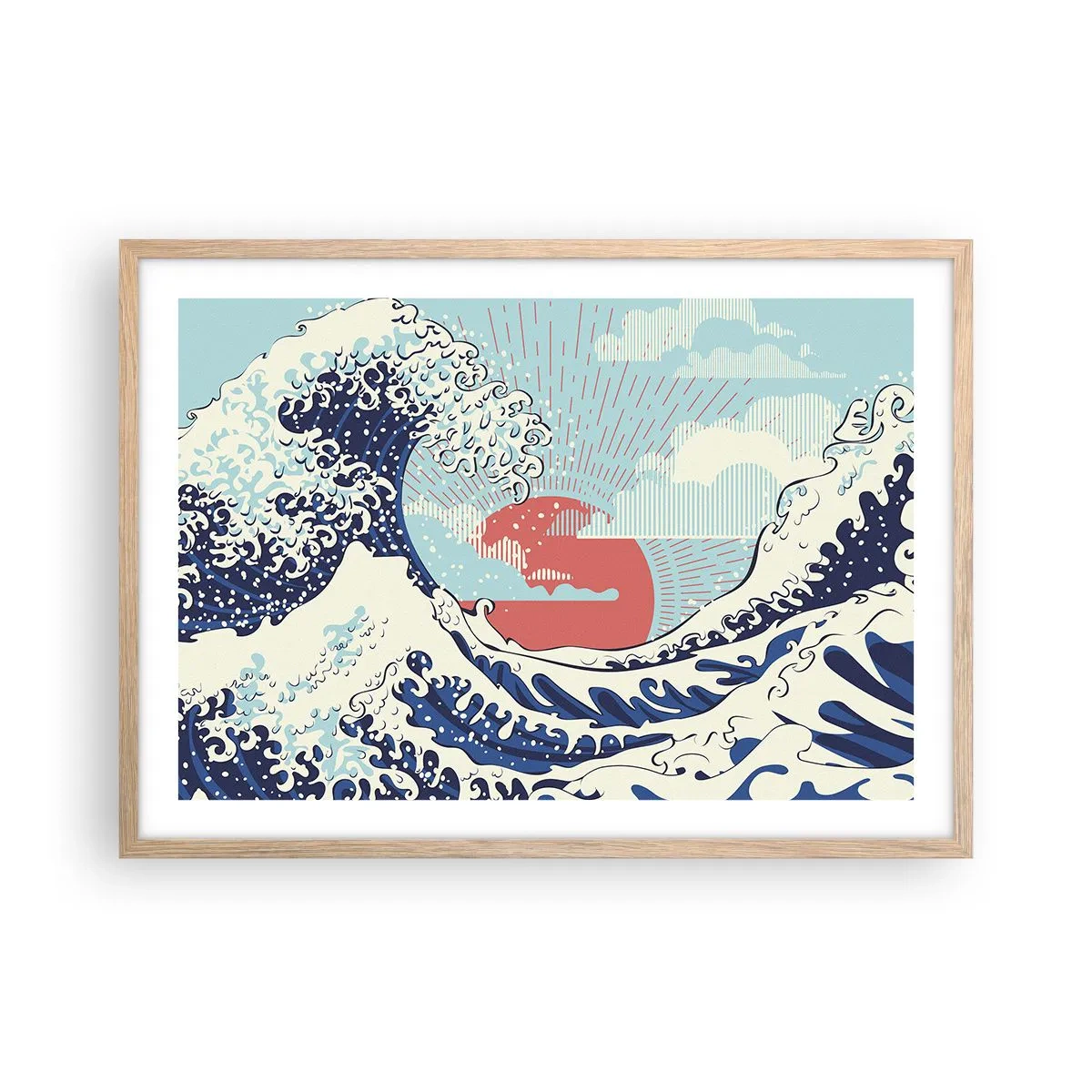 Poster în ramă de stejar deschis - Din inspirații japoneze - 70x50 cm