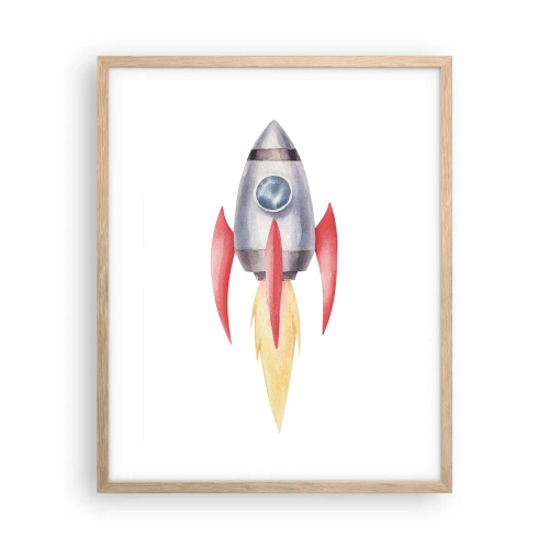 Poster în ramă de stejar deschis - Mai sus, mai repede, mai departe - 40x50 cm