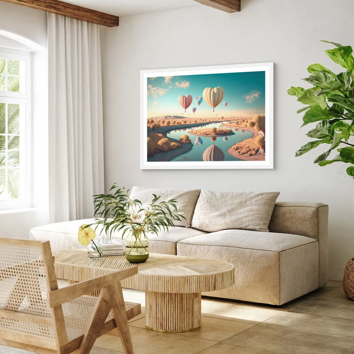 Poster în ramă albă - Iubirea ne înalță - 70x50 cm