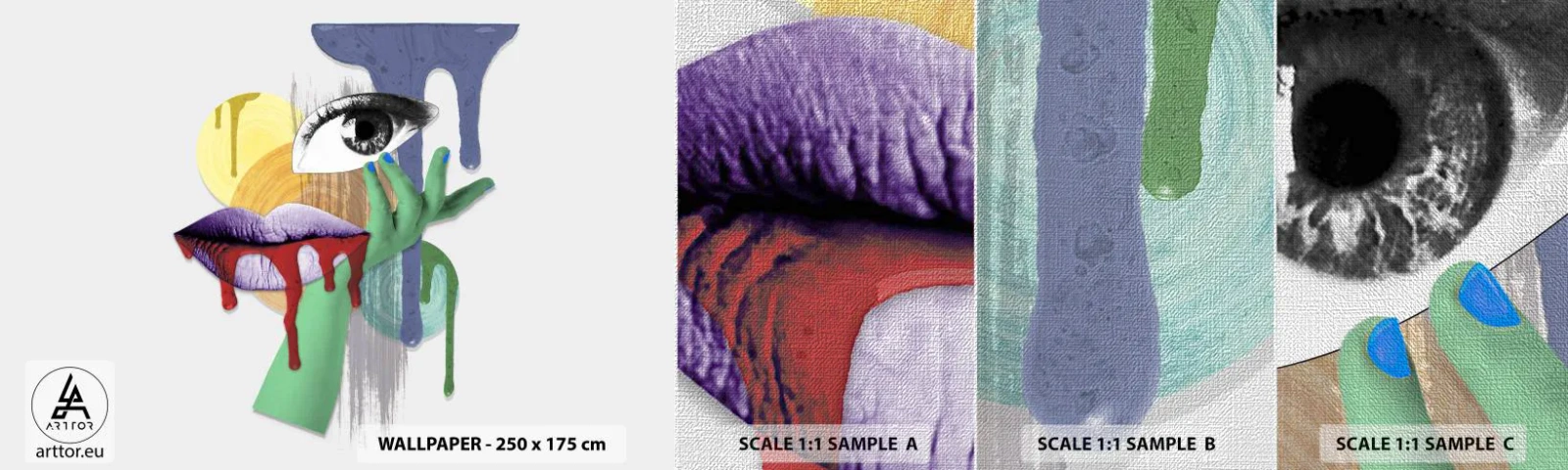 Mostră tapet Premium Canvas - Portret deconstruit - Abstracția, Bucată, Ochi - 100x30 cm