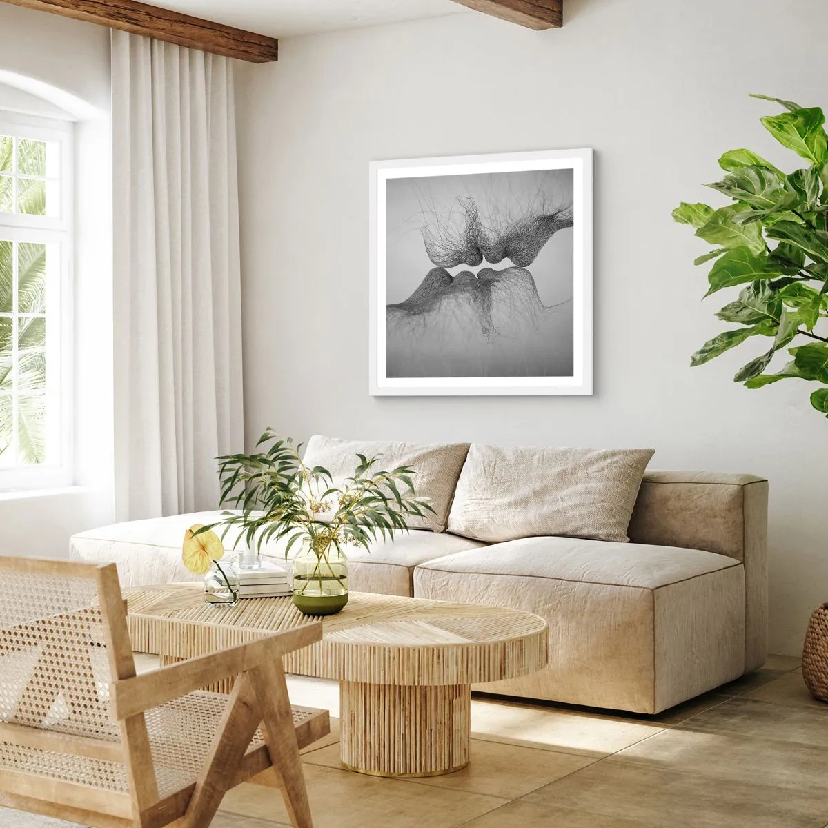 Poster în ramă albă - Sărutul vântului - 60x60 cm