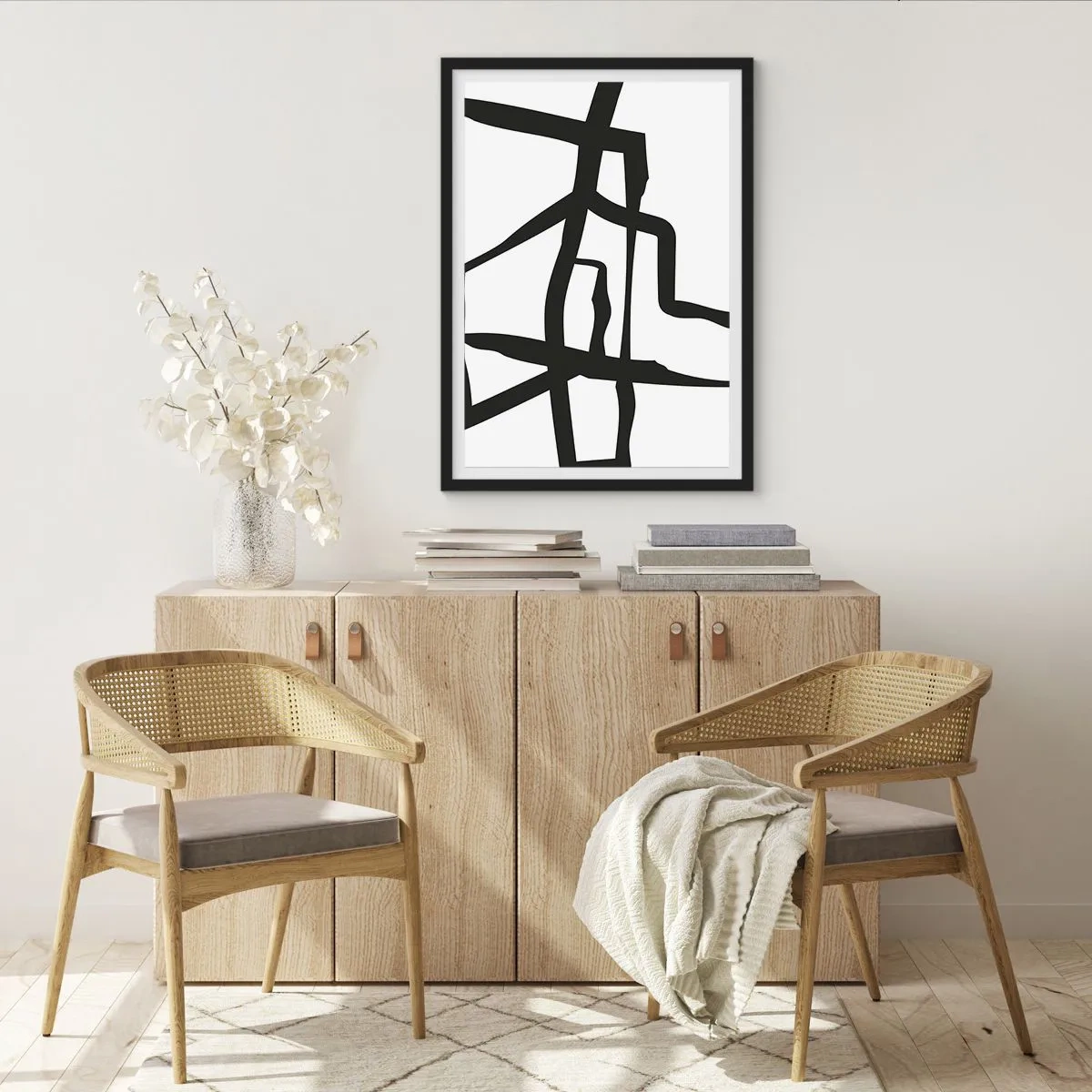 Poster în ramă neagră - Construcție în alb și negru - 61x91 cm