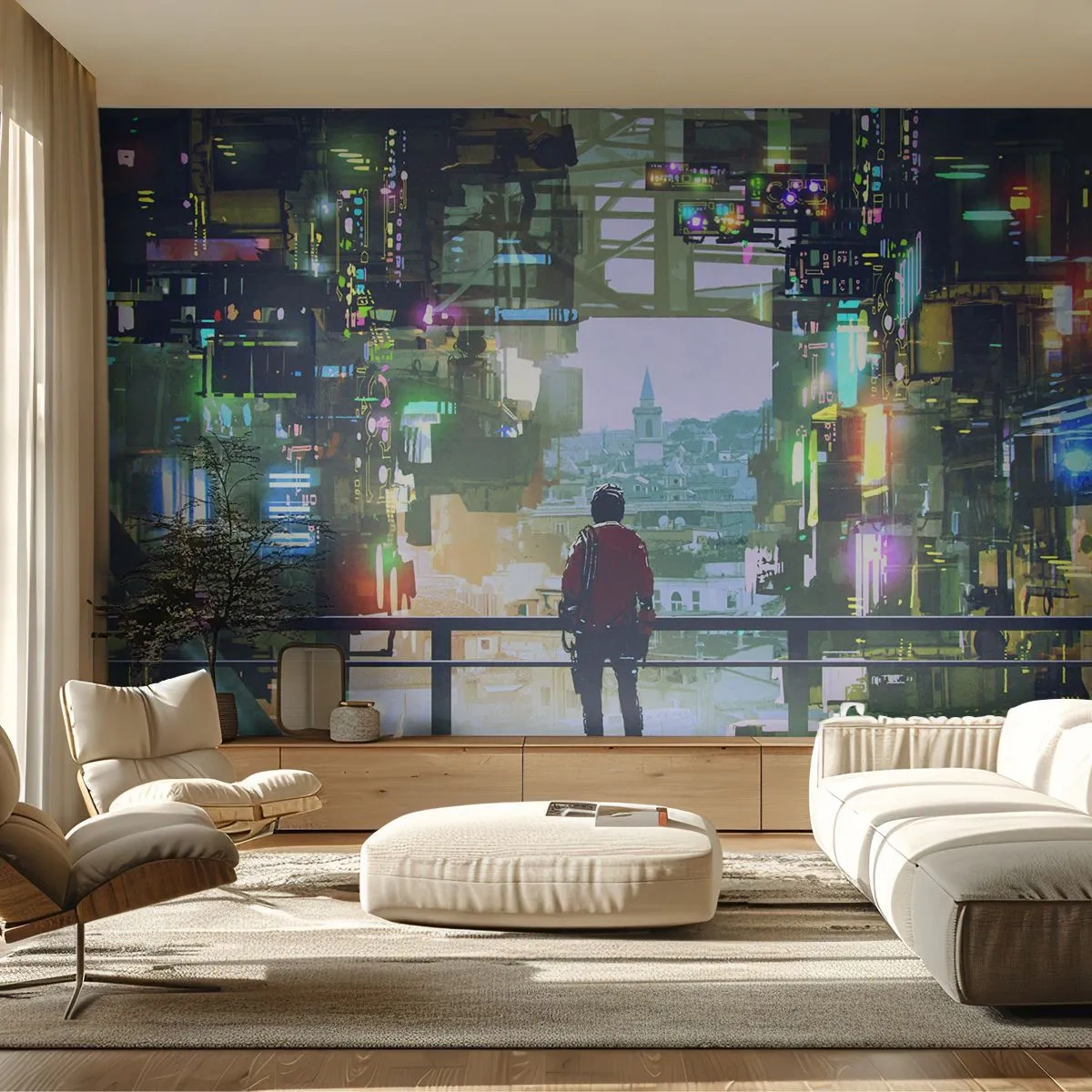 Tapet Standard Eco - Două lumi - Oraș, Arhitectură, Abstracția - 400x280 cm