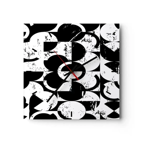 Ceas de perete - Ceas pe sticlă - Albul e alb și negrul e negru - 30x30 cm