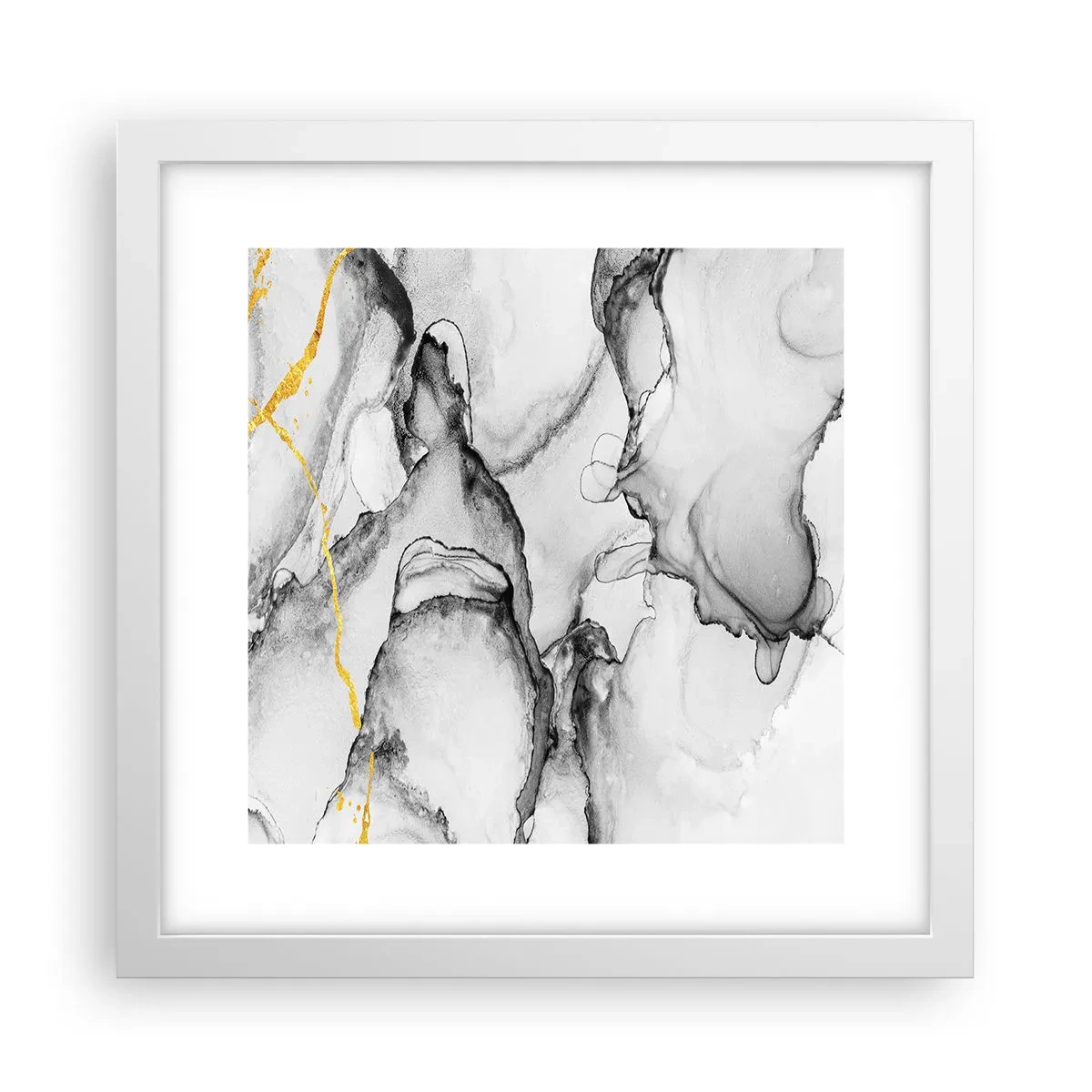 Poster în ramă albă - Compoziție cu motiv auriu - 30x30 cm