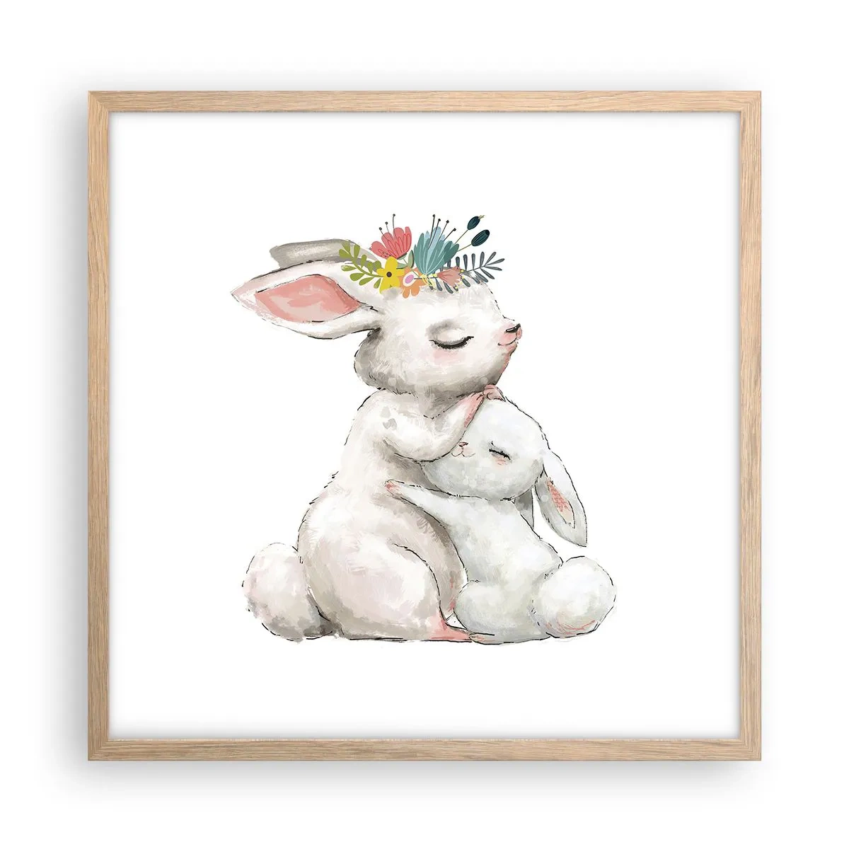 Poster în ramă de stejar deschis - Ca la mama - 50x50 cm