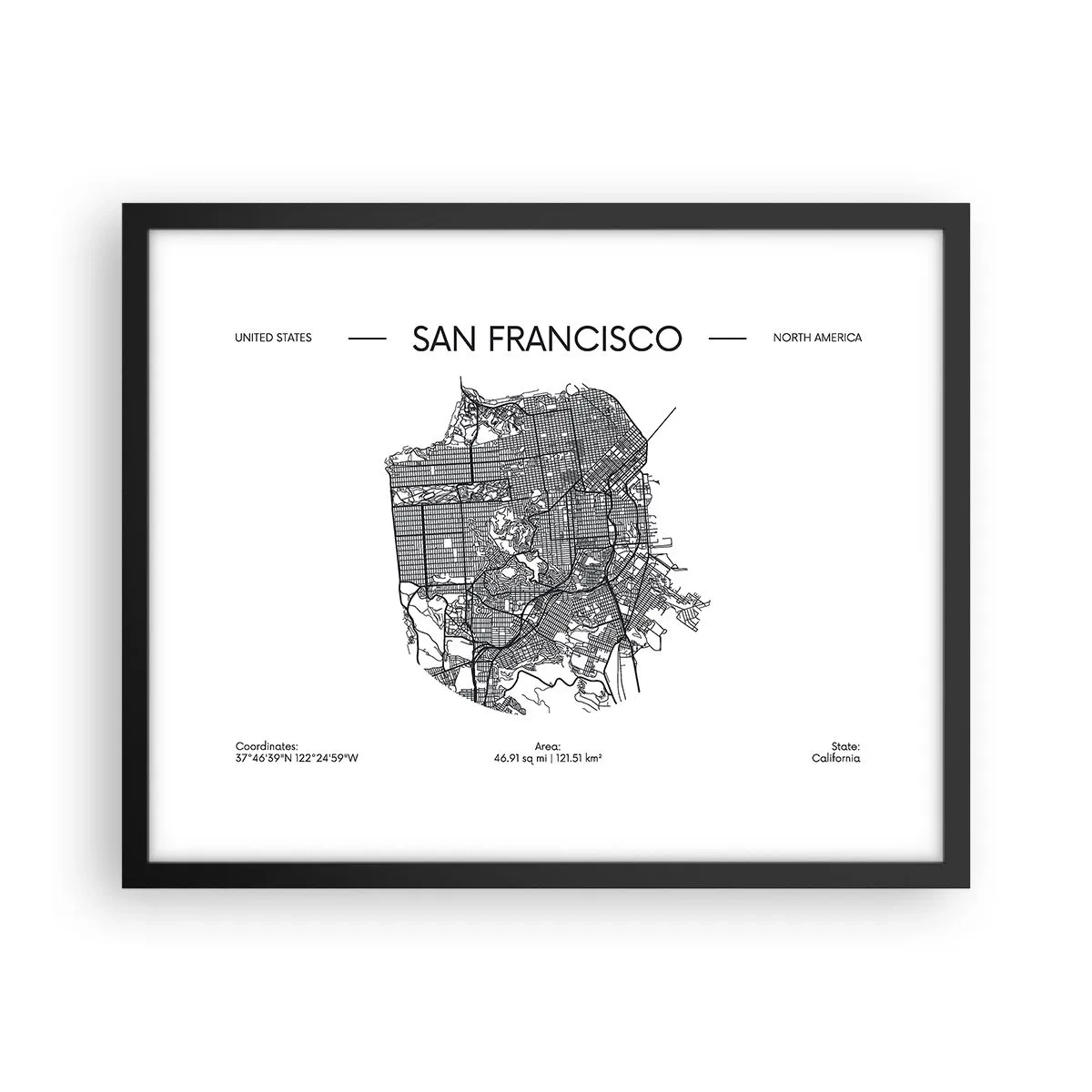 Poster în ramă neagră - Anatomia San Francisco - 50x40 cm