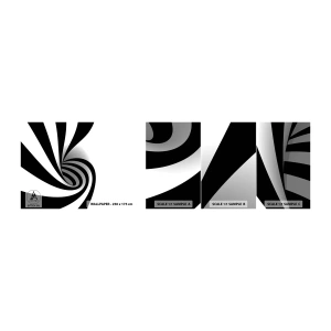 Mostră tapet autocolant Deluxe Sticker - Și totuși se mișcă - Abstracția, Grafică, alb-negru - 100x30 cm